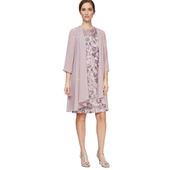 NWT Alex Evenings Women's Midi Dress with Jacket - Lavender Floral - Picture 1 of 9